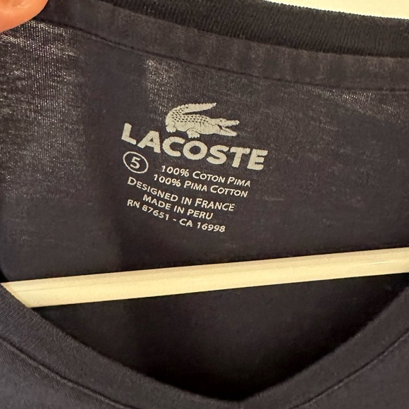 Lacoste Pima V-Neck (Navy) - Picture 2 of 2